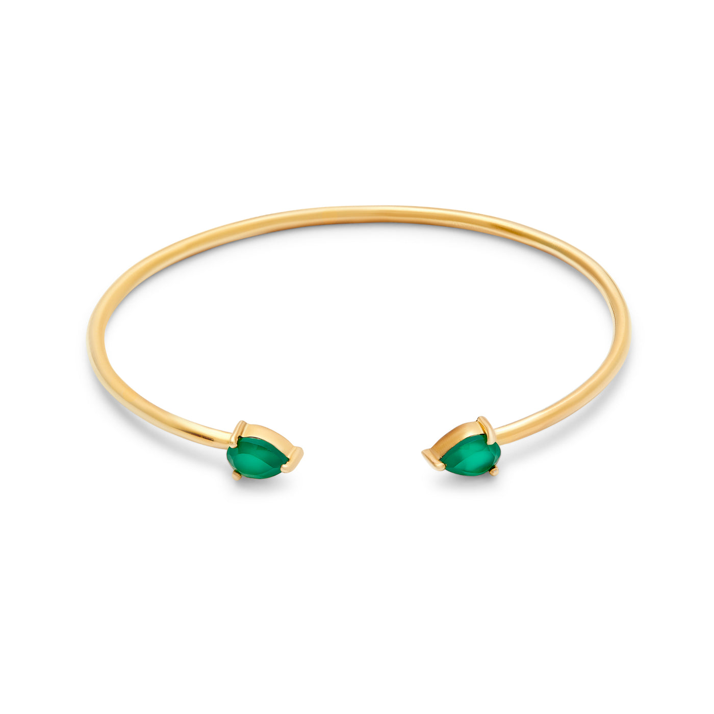 green onyx gemstone crystal teardrop cuff bangle bracelet Rani & Co. jewellery