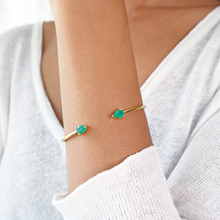 Green onyx gemstone gold cuff bangle – adjustable bracelet for women, 18k gold plated jewellery by Rani and Co