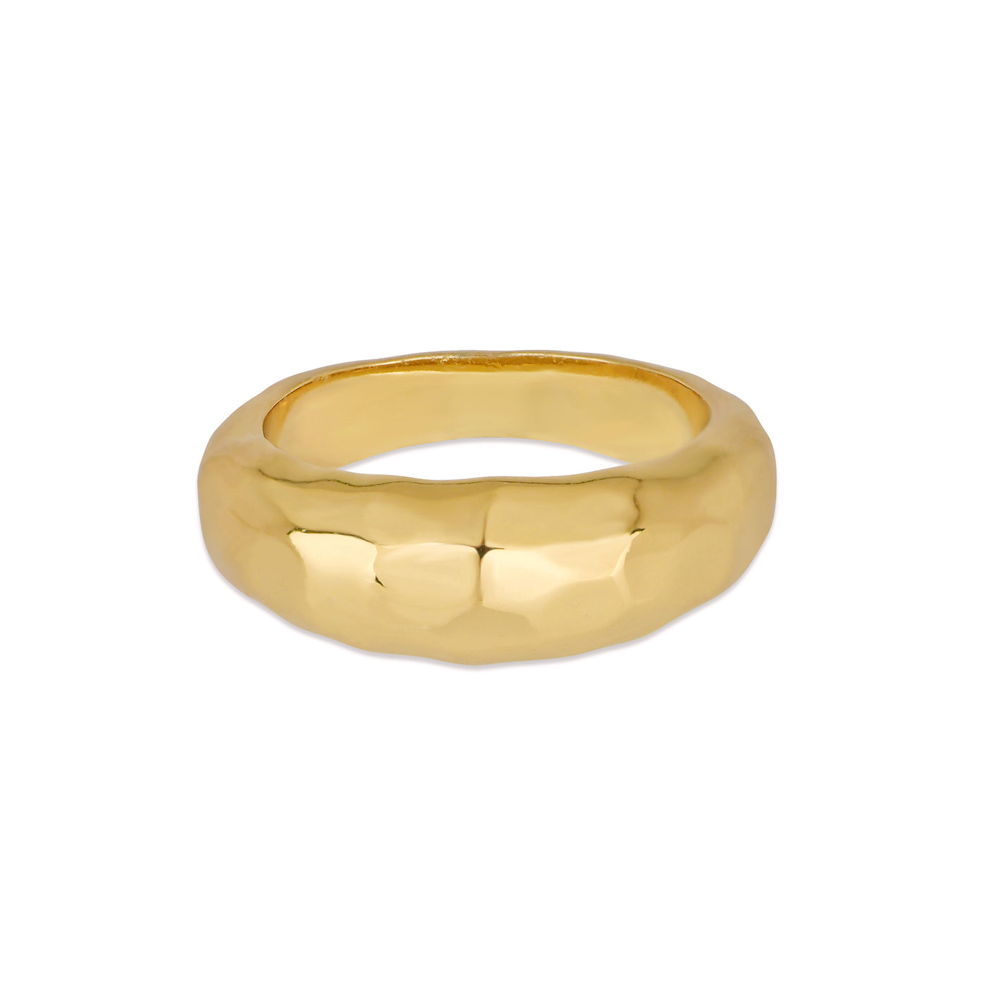 organic hammered chunky gold dome ring, Rani & Co. jewellery