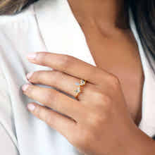 Labradorite crown ring with cubic zirconia stones – 18k gold plated ring womens gold jewellery by Rani and Co