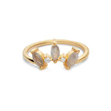 Labradorite crown ring with cubic zirconia stones – 18k gold plated ring womens gold jewellery by Rani and Co