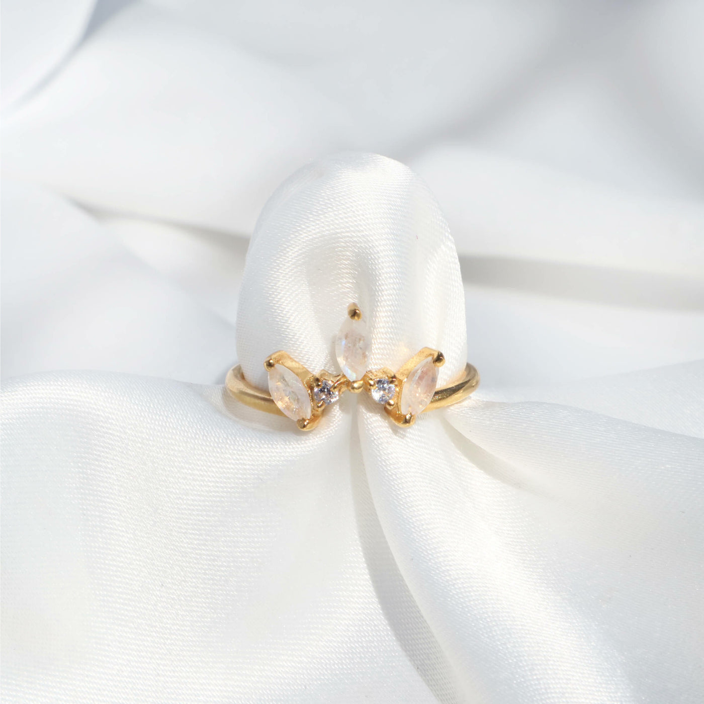 Moonstone Crown Gold Ring Rani Co