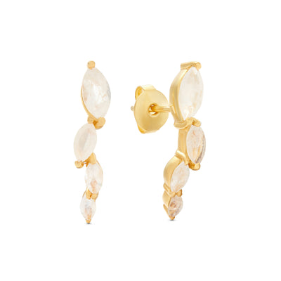 moonstone gemstone crystal climber crawler gold stud earring, Rani & Co. jewellery