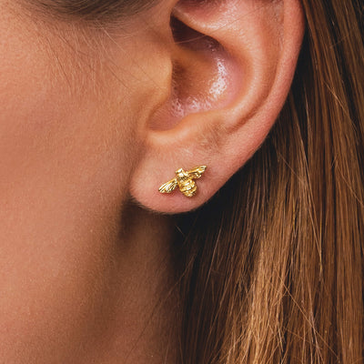 Honey queen bumble bee gold stud earrings, Rani & Co. jewellery