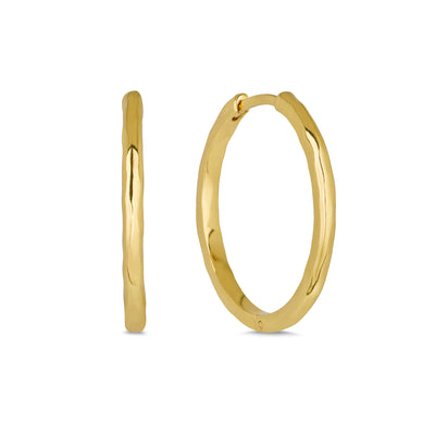 large hammered organic gold hoop earrings 30mm, Rani & Co. jewellery