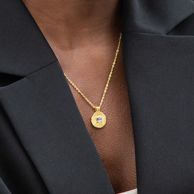 SunGoddess Moonstone Gold Pendant Necklace Beyonce-Rani & Co.